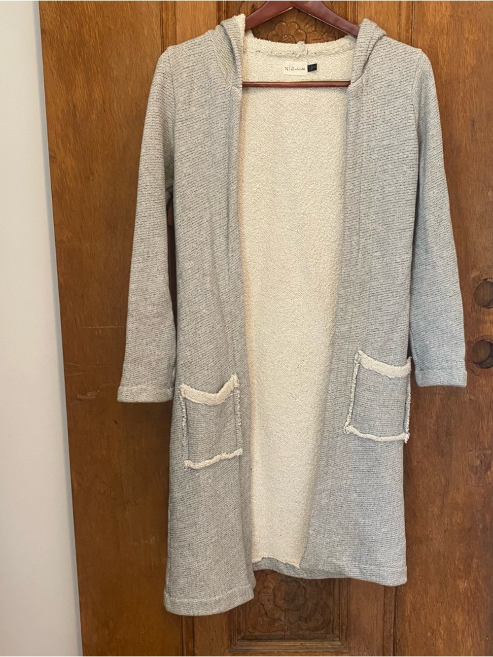 Neve Hawk Rebirth Japanese terry cotton hooded seater robe womens XS small gray